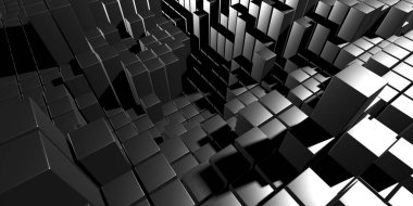 Koyu gümüş küpler. Soyut metalik arka plan. Modern tasarım. 3d hazırlayıcı