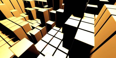 Lüks altın arka plan. Altın parıltılı küp dizisi. 3d hazırlayıcı