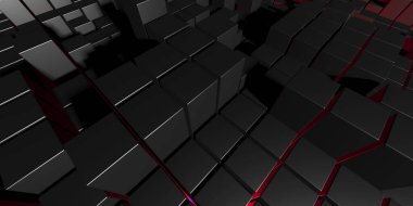 Koyu gümüş küpler. Soyut metalik arka plan. Modern tasarım. 3d hazırlayıcı