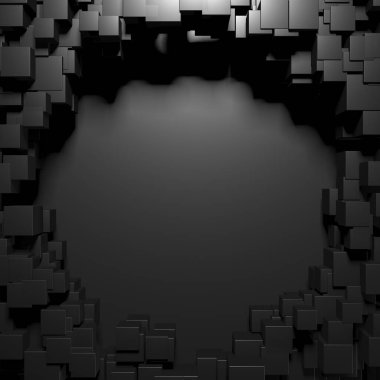 Soyut Karanlık Küpler Fütürist Tasarım Arkaplanı. 3d Görüntüleme