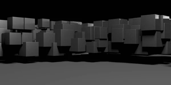 Аннотация Dark Cubes Futuristic Design Background Рендер — стоковое фото