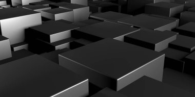 Soyut Karanlık Küpler Fütürist Tasarım Arkaplanı. 3d Görüntüleme