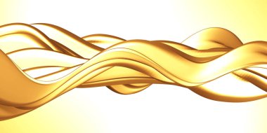 Altın soyut dalgalı sıvı arka plan. 3d resimleme
