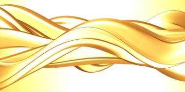 Altın soyut dalgalı sıvı arka plan. 3d resimleme
