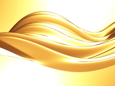 Altın soyut dalgalı sıvı arka plan. 3d resimleme