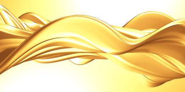 Altın soyut dalgalı sıvı arka plan. 3d resimleme