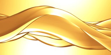 Altın soyut dalgalı sıvı arka plan. 3d resimleme