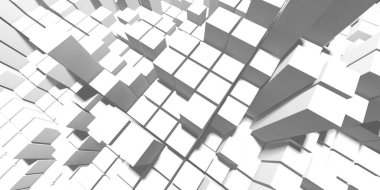 Beyaz küp yapısı. Soyut fütüristik geçmiş. 3d hazırlayıcı