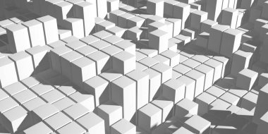 Beyaz küp yapısı. Soyut fütüristik geçmiş. 3d hazırlayıcı