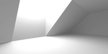 Soyut Beyaz Mimari Tasarım Konsepti. 3d Görüntüleme