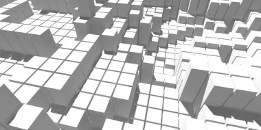 Beyaz küp yapısı. Soyut fütüristik geçmiş. 3d hazırlayıcı