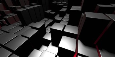 Koyu gümüş küpler. Soyut metalik arka plan. Modern tasarım. 3d hazırlayıcı