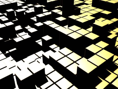 Lüks altın arka plan. Altın parıltılı küp dizisi. 3d hazırlayıcı