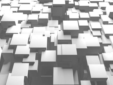 Beyaz küp yapısı. Soyut fütüristik geçmiş. 3d hazırlayıcı