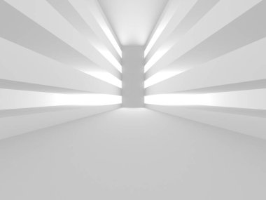 Soyut Beyaz Mimari Tasarım Konsepti. 3d Görüntüleme