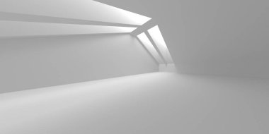 Soyut Beyaz Mimari Tasarım Konsepti. 3d Görüntüleme