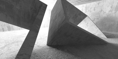 Dark Beton Duvar Mimarisi. Boş Oda. 3d Görüntüleme