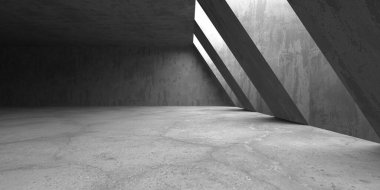 Dark Beton Duvar Mimarisi. Boş Oda. 3d Görüntüleme