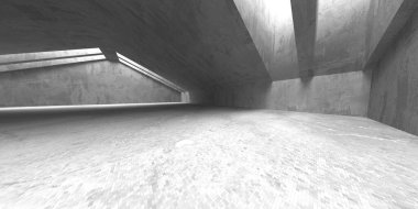Dark Beton Duvar Mimarisi. Boş Oda. 3d Görüntüleme