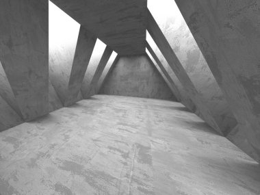 Dark Beton Duvar Mimarisi. Boş Oda. 3d Görüntüleme