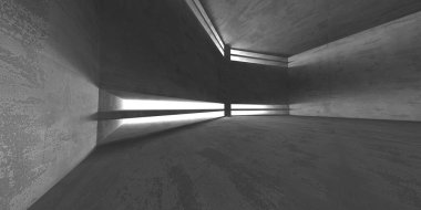 Dark Beton Duvar Mimarisi. Boş Oda. 3d Görüntüleme