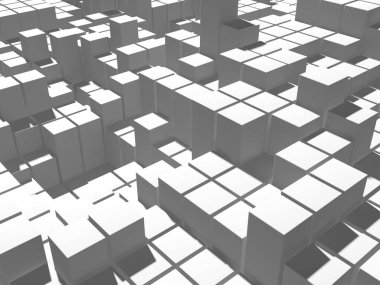 Beyaz küp yapısı. Soyut fütüristik geçmiş. 3d hazırlayıcı