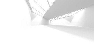 Soyut Beyaz Mimari Tasarım Konsepti. 3d Görüntüleme