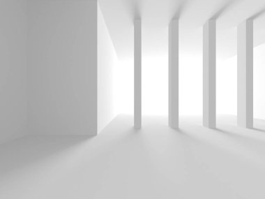 Soyut Beyaz Mimari Tasarım Konsepti. 3d Görüntüleme