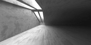 Dark Beton Duvar Mimarisi. Boş Oda. 3d Görüntüleme