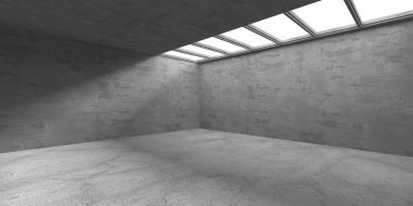 Dark Beton Duvar Mimarisi. Boş Oda. 3d Görüntüleme