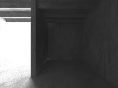 Dark Beton Duvar Mimarisi. Boş Oda. 3d Görüntüleme