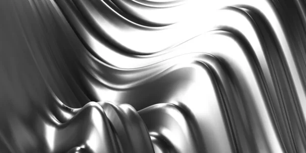 Metallic Abstract Wavy Liquid Background Render Illustration — Stock Photo, Image