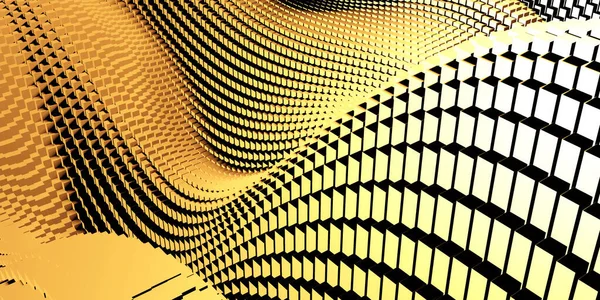 Роскошный Золотой Фон Массив Золотых Глянцевых Кубиков Рендеринг — стоковое фото