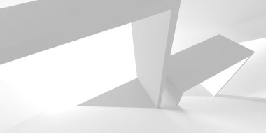 Soyut Beyaz Mimari Tasarım Konsepti. 3d Görüntüleme