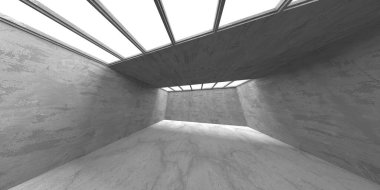 Dark Beton Duvar Mimarisi. Boş Oda. 3d Görüntüleme