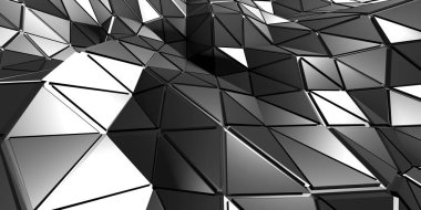 Krom Metalik Parlak Fütürist Arkaplan. 3d Hazırlama