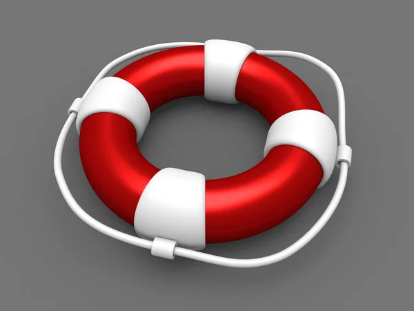 Life Buoy Gray Background Safety Concept Render — Stock Photo, Image