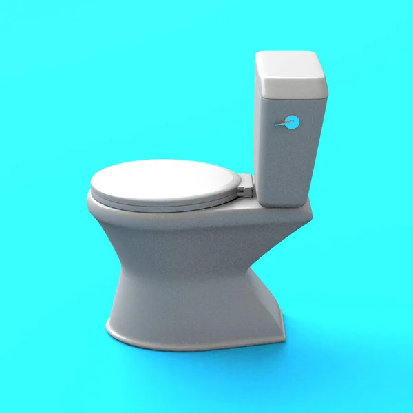 青の背景に閉鎖席とトイレのボウル 3Dレンダリング — ストック写真