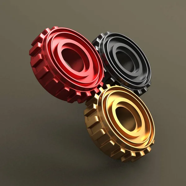 Gears Gray Background Cooperation Teamwork Concept Render — Stock Photo, Image