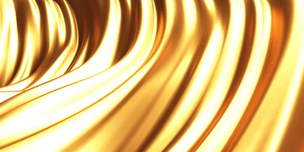 Golden Abstract Wavy Liquid Background Render Illustration — Stock Photo, Image