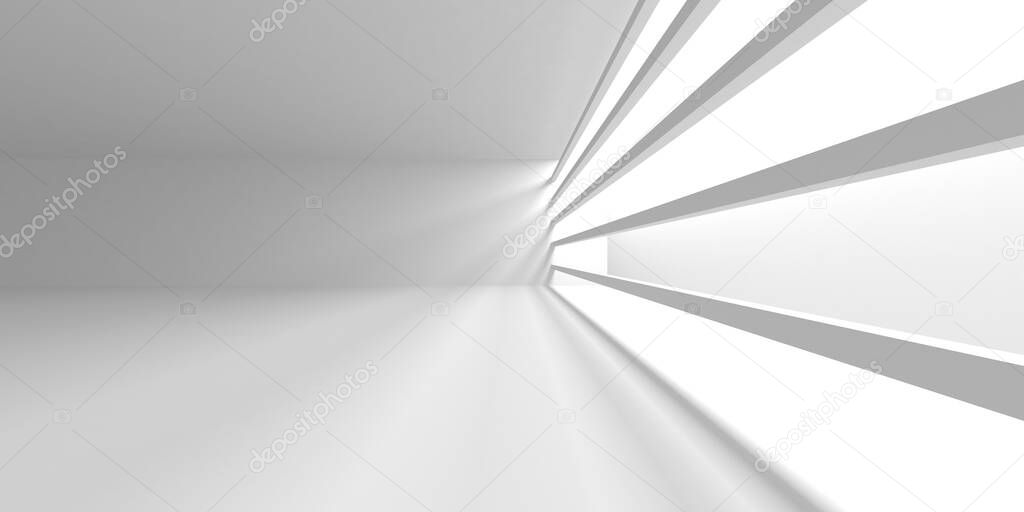 Abstract White Architecture Design Concept. 3d Render Illustration