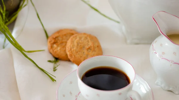 Kaffe Med Kakor Bordet — Stockfoto