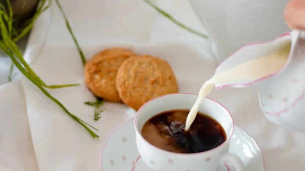 Kaffe Med Kakor Bordet — Stockfoto