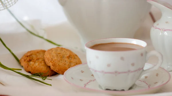 Kaffe Med Kakor Bordet — Stockfoto