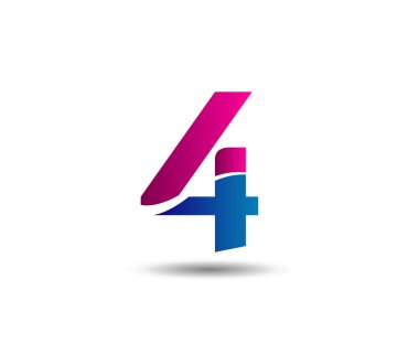 Sayı logo tasarımı. Dört numaralı logosunu görmeniz gerekir. Logo 4 vektör şablonu