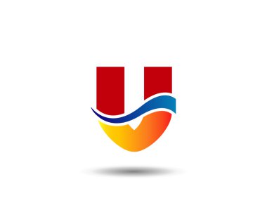 V harfi logo tasarım şablonu elementleri