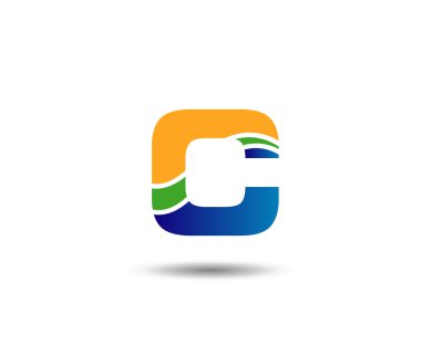 C harfi logo tasarım şablonu elementleri