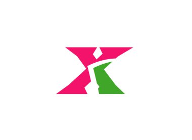 X harfi logo tasarım şablonu elementleri