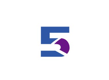 Sayı logo tasarımı. Beş numaralı logosunu görmeniz gerekir. Logo 5 vektör şablonu