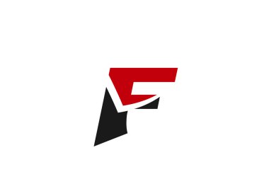 F harfi logo tasarım şablonu elementleri